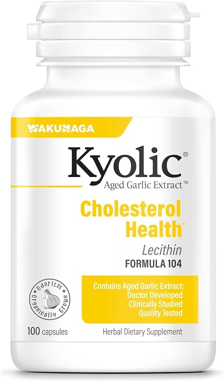 Kyolic Aged Garlic Extract Cholesterol Health* Formula 104, 100 Capsules