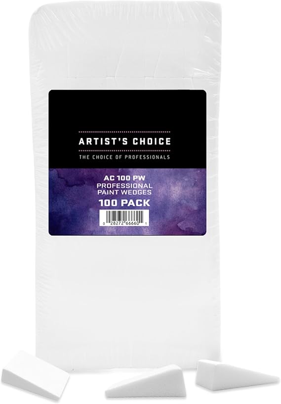 Artist's Choice Paint Sponge Wedges, Angled Foam Applicators, 100 Pack | Latex-Free, for Art, Crafts, Stencils, Faux Finish, Face Painting, Pumpkin Carving & Halloween Decor