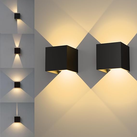 LED Wall Light Mains Powered 2pack,12W Up and Down Adjustable Beam [Energy Class F]
