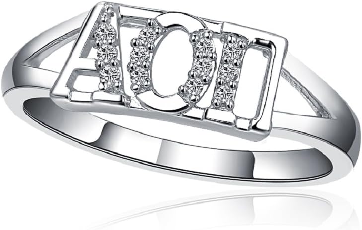 Alpha Omicron Pi Horizontal Silver Ring