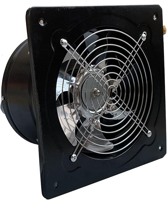 Axial Fan Extractor Fan 8 Inch 200 mm Axial Fan 80W Kitchen Extractor Fan Industrial Metal Fan Wall/Ceiling Extractor Fan in Bathroom (Plate Size: 250 × 250 mm)-1250 m³/h