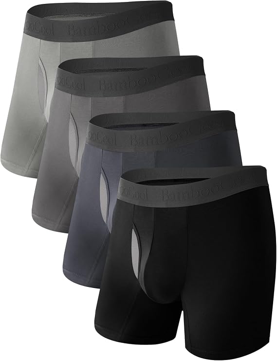 BAMBOO COOL Mens Mesh Underwear Boxer briefs with Fly,Multipack