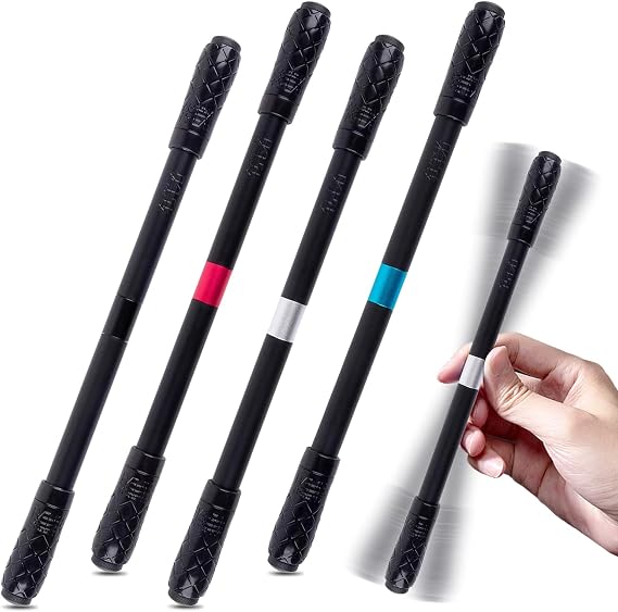 4 Pieces Pen Spinning Pens with Tutorial,Gaming Finger Pen Spinning Mod, Fun to Spin Pen,Brain Training Toys for Children Office Supplies for Adult Students(Without Pen Refill)......