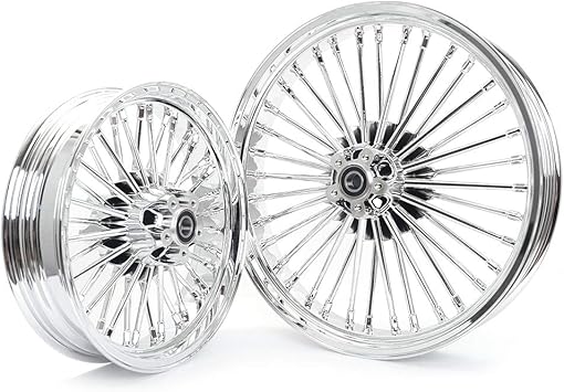 TOFR 16x3.5 Front 16x3.5 Rear Rims Wheels Tubeless 36 Fat Spokes Tubeless For Harley FL Touring FLHR Road King FLTR Road Glide FLHT Electra Glide FLHX Street Glide 1984-2008 Chrome