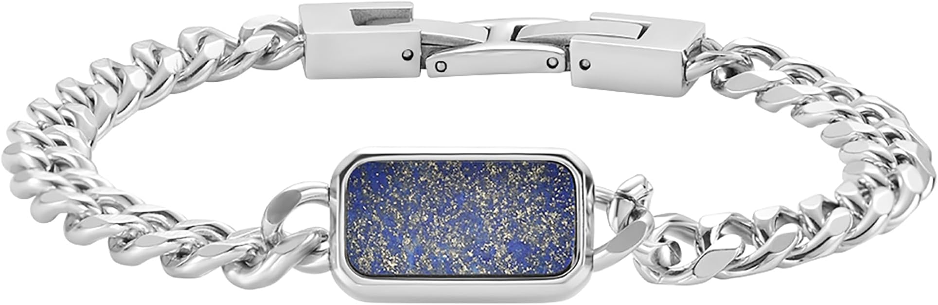 Geoffrey Beene Men's Rectangle Natural Stone Stainless Steel Chain Bracelet