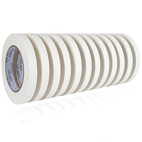 Masking Tape 1/2 Inch x 60 Yards - 12 Rolls, White Masking Tape