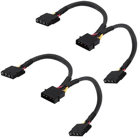 D Type Molex 4 Pin Power Supply Y Splitter Extension Power Cable -20cm