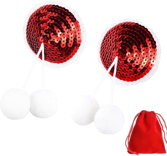 Christmas Nipple Cover Santa Hat Sequin Tassel Breast Pads Pasties Bra Breast Patches Concealer Pad for Women Ladies Girls