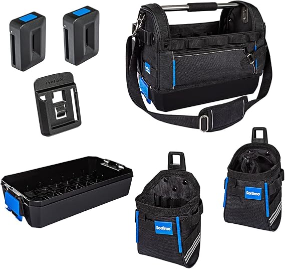 Sortimo ProClick Starter Set Tool Carrier - Compatible with L-Boxx & Vehicle Equipment - Large Tool Bag with Compartments & Holders - Robust Base Shoulder Strap & 24 kg Load Capacity