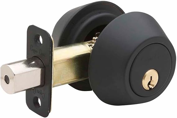 Copper Creek DB2420BC Double Locking Contemporary Styled Deadbolt in Black Matte Finish