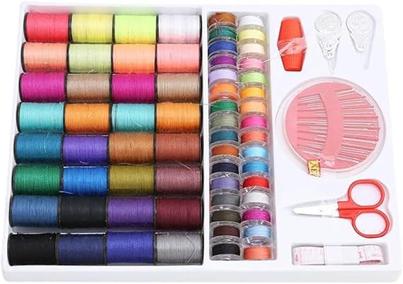 Sewing Kit with 100 Basic Sewing Accessories, 64 Spools of Thread Mini Sewing kit for Sewing Machines, Beginners, Emergency, Family to Mend Repair