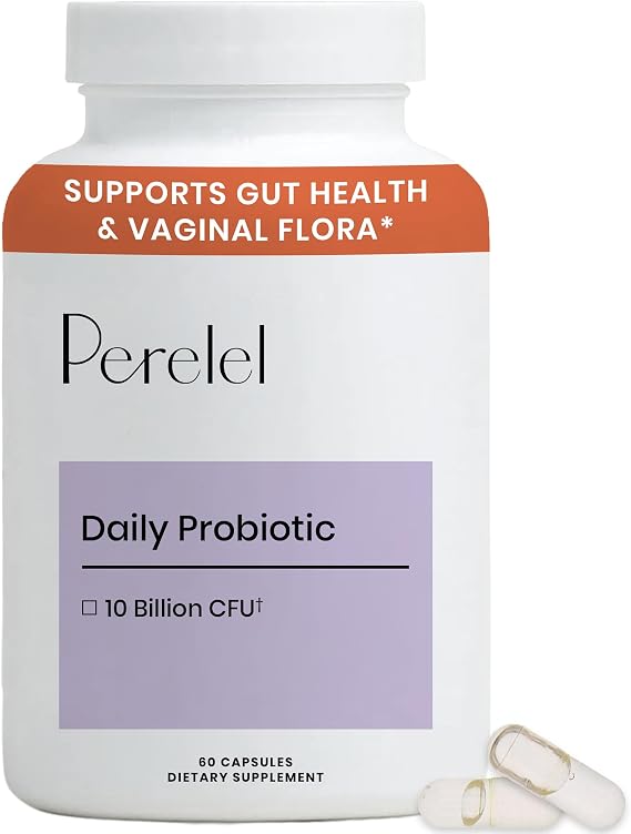Perelel Daily Probiotic, Womens Supplement with 10 Billion CFU, Supports Vaginal Health & Everyday Digestive, Soy and Gluten Free, Non GMO, Shelf Stable, 60 Capsules