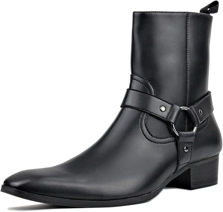 Dress Boot for Men Casual Chelsea Combat Ankle Casual Walking Motorcycle Boots Black