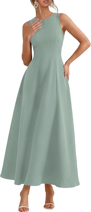 PRETTYGARDEN Women's Maxi Dress Summer Wedding Guest 2026 Spring A Line Long Tank Flowy Modest Sleeveless Cocktail Dresses