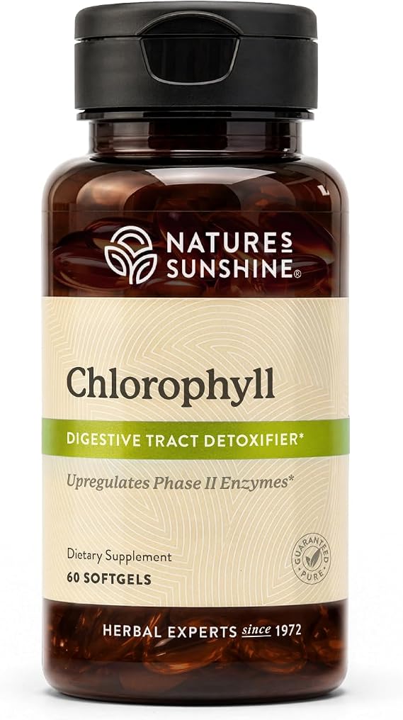 Nature's Sunshine Chlorophyll, 60 Softgel Capsules: Support Digestion, Immunity & Detoxification with Internal Deodorant Benefits. Easy-to-Swallow Capsules Promote Overall Well-Being & Energy