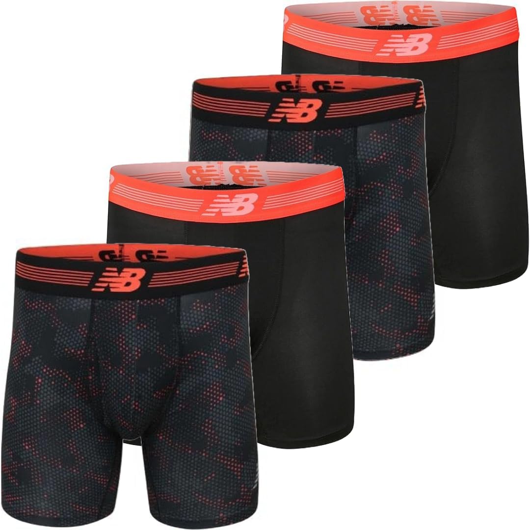 New Balance Mens Performance 6 No Fly Boxer Brief 4 Pack