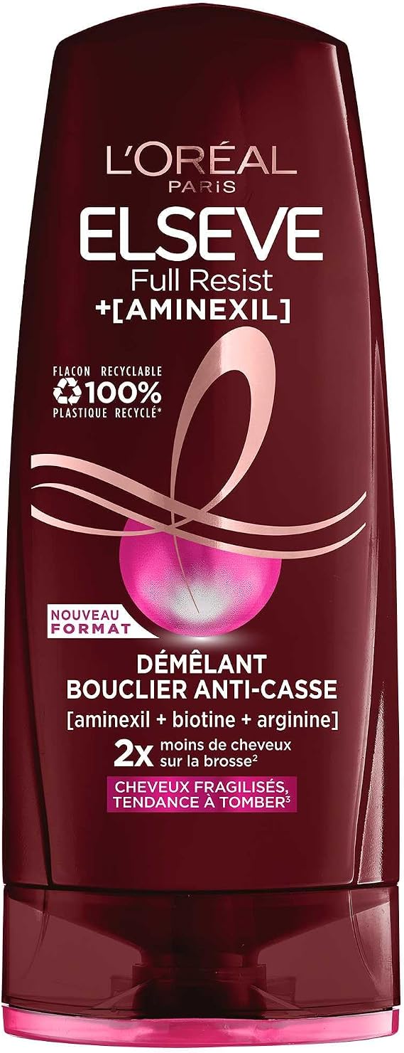 L'Oréal Paris - Anti-Breakage Shield Detangler for Weakened Hair, Tendency to Fall Out - Protects from Breakage - Enriched with Aminexil + Caffeine + Arginine - Elseve Full Resist - 250 ml | Biotin and arginine, Protects against breakage, 2X less hair on brush, Weakened hair