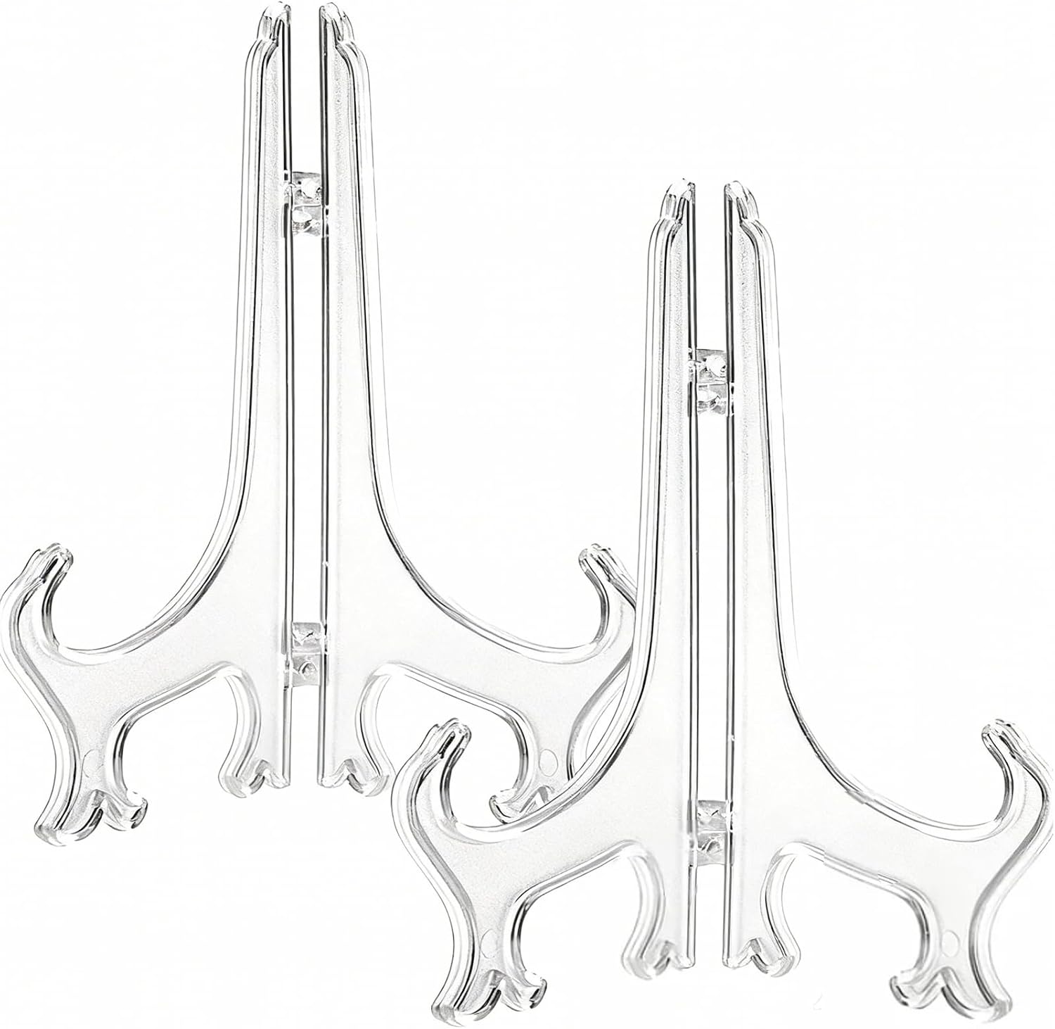 2Pcs Folding Plate Holder Easels Acrylic Plate Stand Plastic Easels for Pictures Books Frames Decorative Items - Ideal for Weddings Home Decoration Birthdays Tables