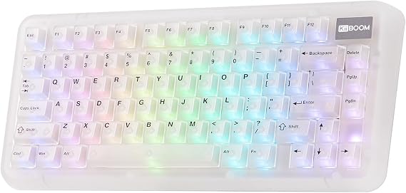 KiiBOOM Phantom 81 Lite 75% Gasket Mechanical Keyboard QMK & VIA Programmable 3 Mode Wireless Gaming Keyboard RGB Backlight ABS Case + UV Coating Technology Hot Swap Compatible for Windows/Mac/Linux