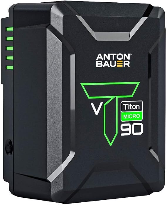 Anton Bauer Titon Micro 90 V-Mount, 98Wh 14.4V Battery, Professional Camera Rig for Batteries, Camera Accessory, Camera Mount, Lithium Battery Pack, Battery Replacement, Quick Release Battery | 94Wh V-Mount battery with 10A current and USB port for cine cameras, mirrorless systems and monitors