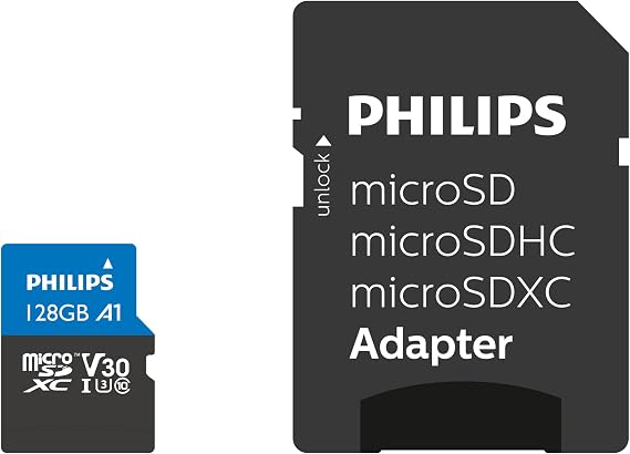 Philips Micro SDXC Kartı 128 GB, Class 10 UHS-I U3 4K, Adaptör