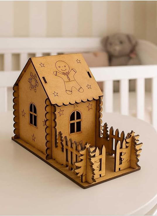 Ahşap Boyanabilir Maket Oyuncak Ve Boyama Seti, Ahşap Puzzle Oyuncak Hayal Evi