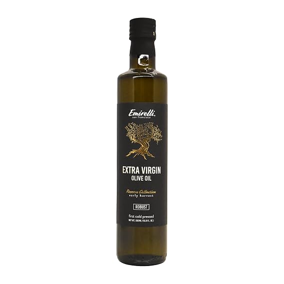 Emirelli Early Harvest Extra Virgin OIive Oil, Robust Intense, Cold Pressed, Ideal for Salad Dressings, Marinades,Pastas and Cold Appetizers -16.9 fl OZ