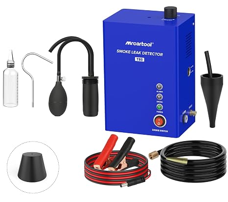 MR CARTOOL T80 Smoke Leak Detector with Built-in Air Pump & Liquid Level Gauge, Automotive Smoke Machine, EVAP Vacuum Diagnostic Tester for All DC 12V Vehicles