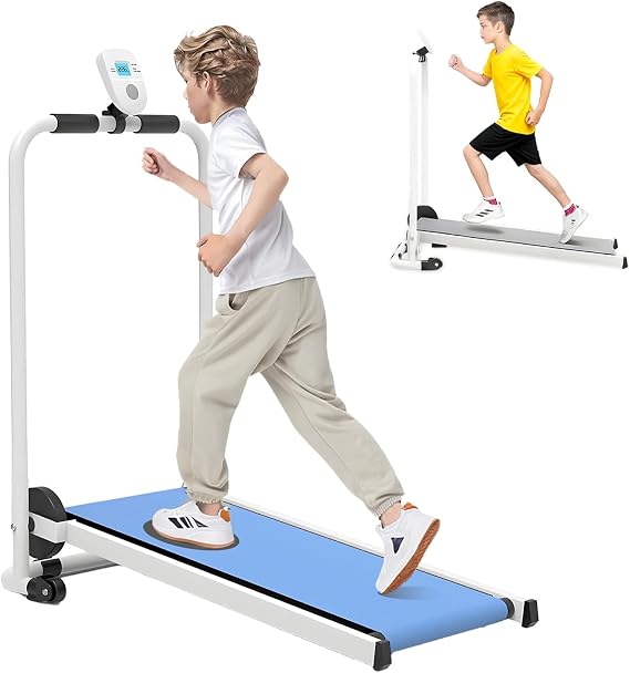 Foldable Kids Treadmill,Manual Small Mini Walking Tread Mill for Indoor Gym,Toddler Treadmills with Display,Adjustable Height & Slope,Portable Exercise Equipment Home
