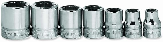 Williams JHWWSBD-7RC SuperTorque 7-Piece 3/8-Inch Drive 8 Point Socket Set Lobular Openings Chamfered Ends High Polish Chrome Finish