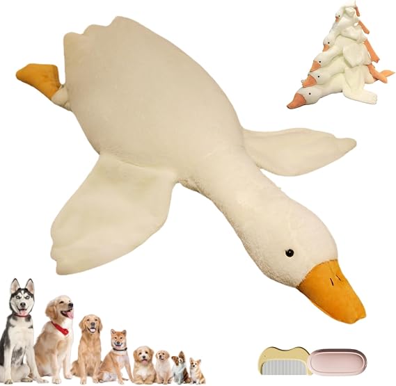 Large Plush White Duck Dog Toy, Realistic Goose Dog Toy, Durable White Duck Dogs Toys for Medium & Large Dogs, Interactive Dog Toys for Chewing Playing Training (50cm)