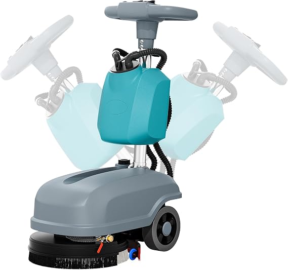 C4 15" Walk-Behind Commercial Floor Scrubber Machine, 500W Motor