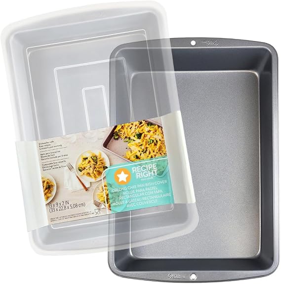 9x13 Inch Nonstick Rectangular Baking Pan with Lid Covered Cake Pan for Brownies, Sheet Cakes, Lasagna Durable, Dishwasher Safe, Freezer Safe