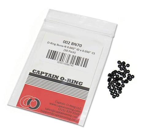 O-Ring, Buna-N, 0.042" ID x 0.050" CS/Width,002 (50 Pack)