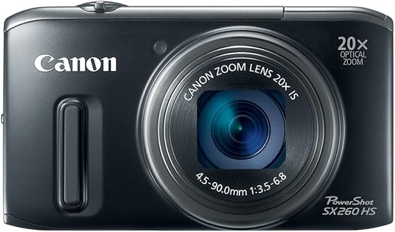 Canon PowerShot SX260 HS 12.1 MP CMOS Digital Camera with 20x Image Stabilized Zoom 25mm Wide-Angle Optical Lens and 1080p HD Video (Black) | CMOS