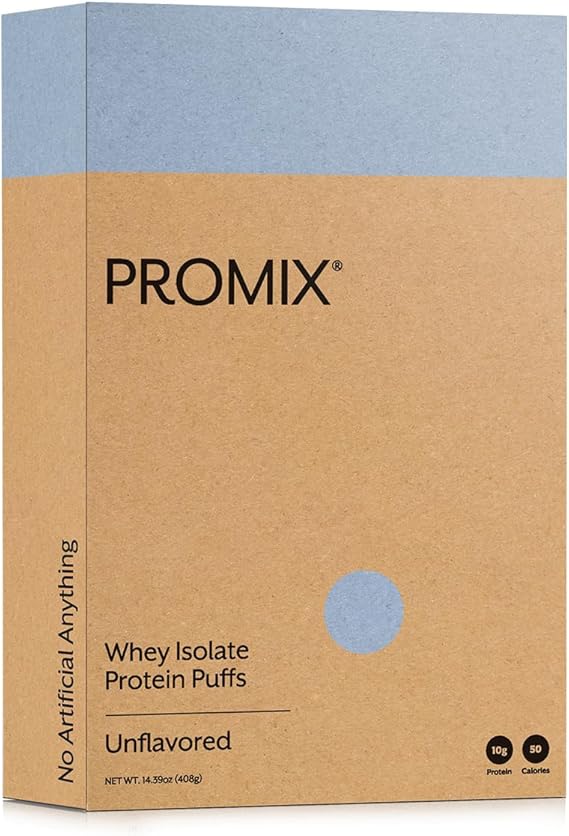 Promix Whey Isolate Protein Puffs, Unflavored - Crunchy & Crispy Treat - Great Tasting & Healthy On The Go Snack - High Protein & Low Calorie - Non-GMO & Free From Gluten, Soy, Corn