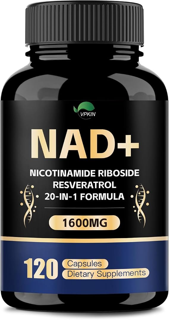 VPKIN NAD Supplement,1500mg NAD+ Supplement with Resveratrol,Nicotinamide | Quercetin,CoQ10,Support Energy & Repair, Vitality,Non-GMO, No Fillers(120 Capsules)