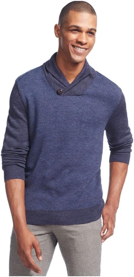 Geoffrey Beene Mens Diamond-Print Pullover Sweater, Blue, Big & Tall, XX-Large