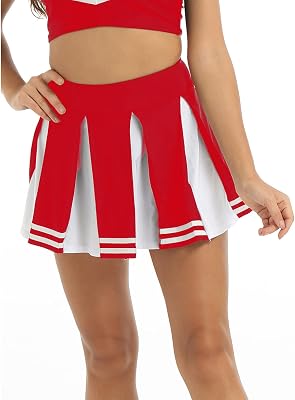 Freebily Adult Cheerleading Pleated Skirt Womens A-Line Cheerleaders Uniform Multi Pleat Skirt