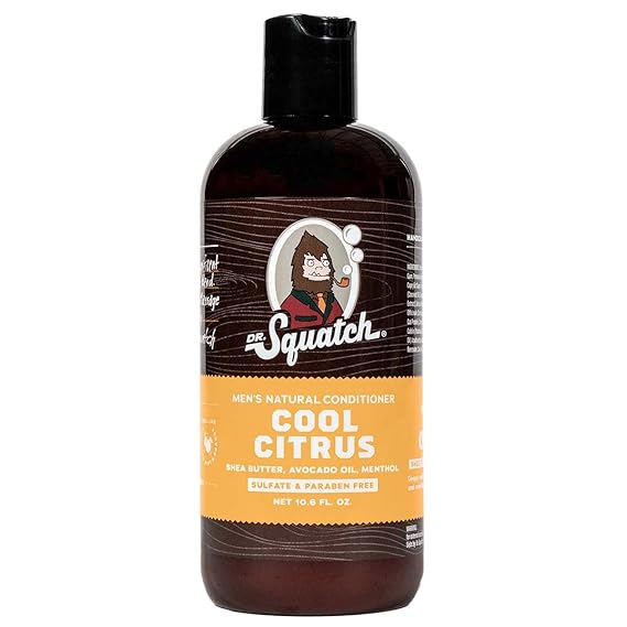 Dr. Squatch Cool Citrus Conditioner for Men Daily Hair Conditioner Stimulates, Hydrates, Soothes Scalp Naturally Sourced with Organic Peppermint, Calendula, Clary Sage