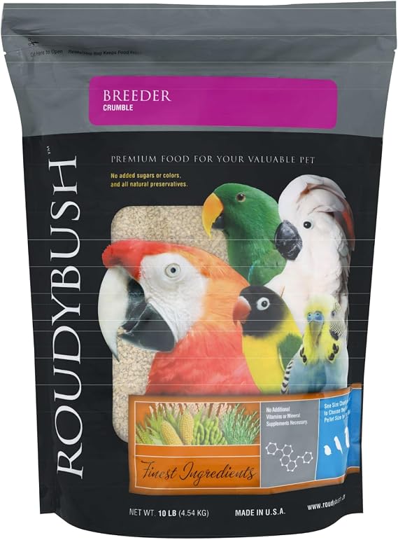RoudyBush Breeder Bird Food, Crumble Pellets, 10 lb