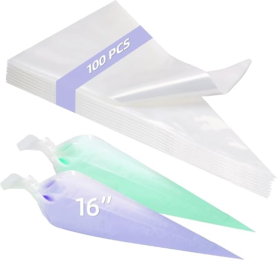 Piping Bags 16 Inch 100 Pcs Extra Thick Pastry Bags Disposable Tipless Icing Bag for Decorating Cake, Cupcakes, Cookies | Thick