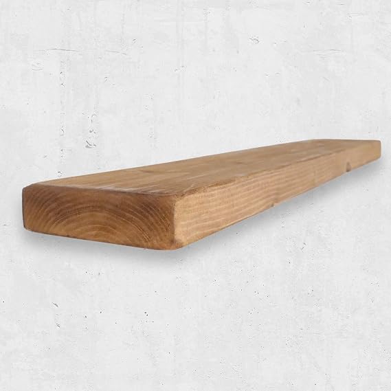 Flat Chunky Rustic Floating Shelf 6x2, Teak, 28 inch