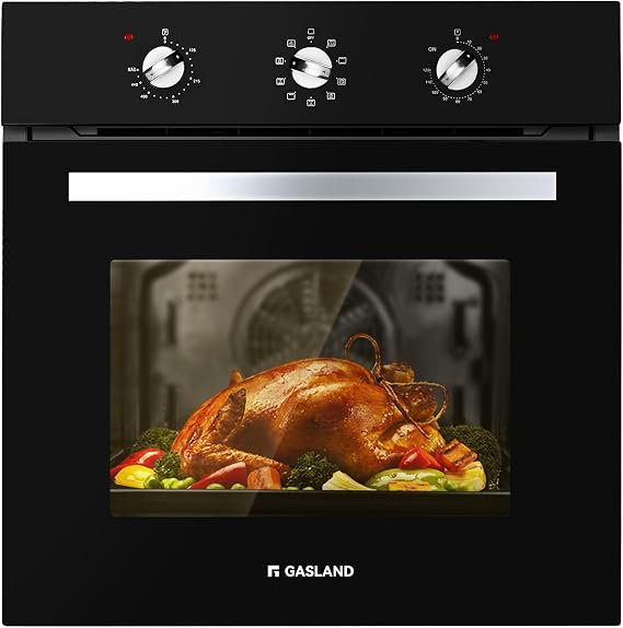 24 Inch Electric Wall Ovens, GASLAND Built-in Wall Oven, 240V 3200W 2.3Cu.ft Convection Oven with Rotisserie, 9 Cooking Modes, Mechanical Knob Control, Single Wall Oven - Black