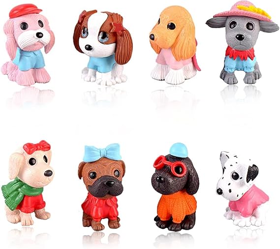 Morofme 8pcs Dog Cake Lid Puppy Cake Lid Mini Dog Puppy Figures Toy Dog Cake Decorations for Kids Birthday Baby Shower Dog Animal Theme Party Supplies