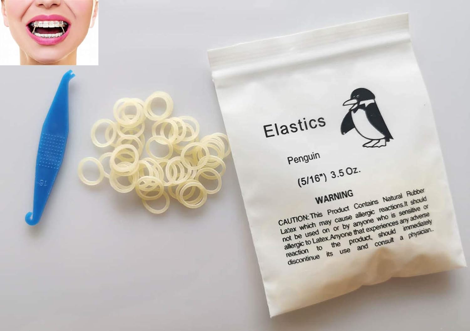 100 Pcs Amber Elastic Rubber Bands Braces 5/16 Medium Force 3.5oz Dental Orthodontic Latex Bands Dentist Great for Dreadlocks, Braids, Top Knots Free Placers