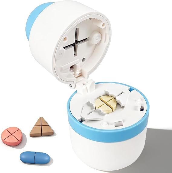 Pill Cutter, Pill Splitter for Small and Tiny Pills, 1/2, 1/4 Accurate and Easy Cutting, Stainless Steel Blade Pill Tablet Cutter with Free Brush and