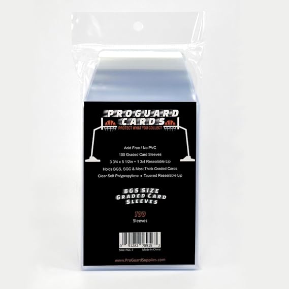 BGS Graded Card Sleeves for BGS & SGC Slabs | 100 Sleeves per Pack | Collector-Grade 2mil Material