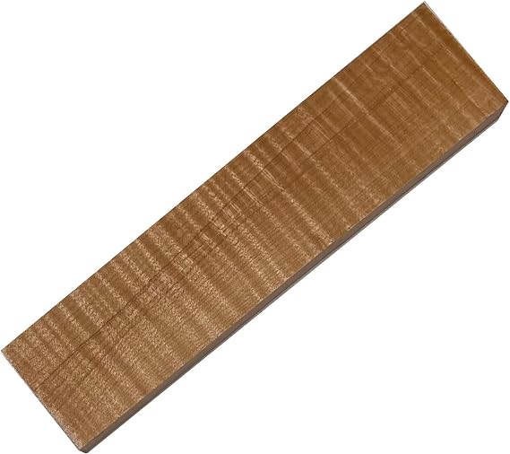 Exotic Wood Zone's Flame Curly Hard Maple Hardwood Acoustic/Electric Guitar Luthier Bridge Blank | 7-1/2" x 2" x 7/16" | Musical Luthier Tonewood Supplies | Single Peice