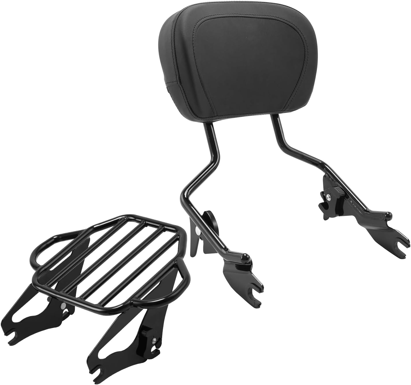 Black Detachable Passenger Backrest Sissy Bar Upright w 2 Up Luggage Rack Fits For Harley Touring Road King Street Road Electra Glide 2009-2025 2021 2021 2018